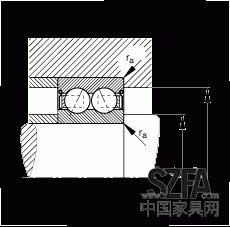 角接觸球軸承 30/8-B-2Z-TVH, 雙列，雙側間隙密封，接觸角 α = 25°