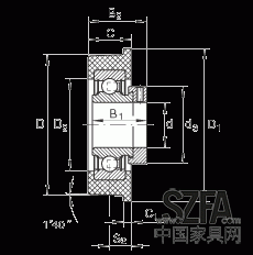 外球面球軸承 CRB30/92, 帶橡膠插入件，偏心鎖圈定位，兩側 P 型密封